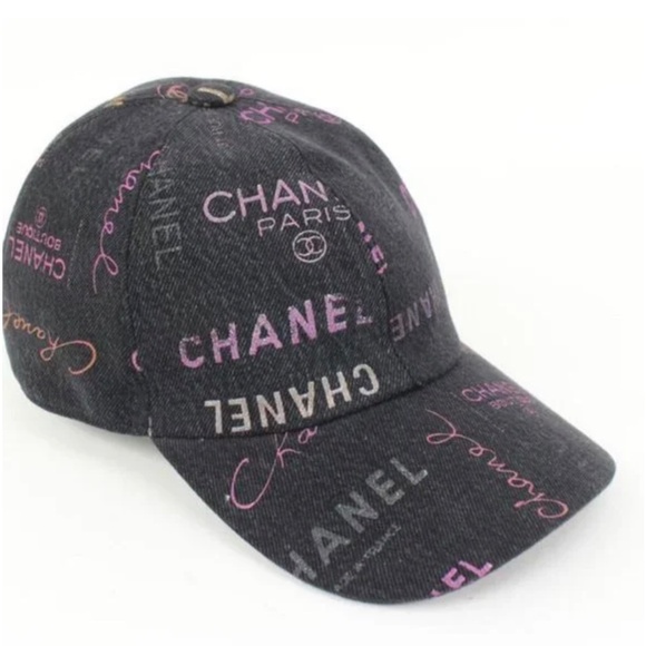 Chanel 22P Black Denim x Pink CC Logo All Over Baseball Cap - Picture 6 of 9